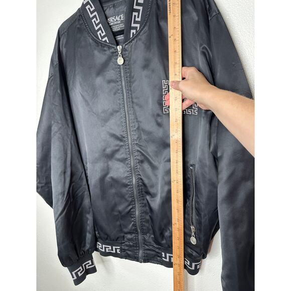 Versace Jean Medusa Black Silver Embroidered Logo Long Sleeve Zip Bomber Jacket - Picture 13 of 14